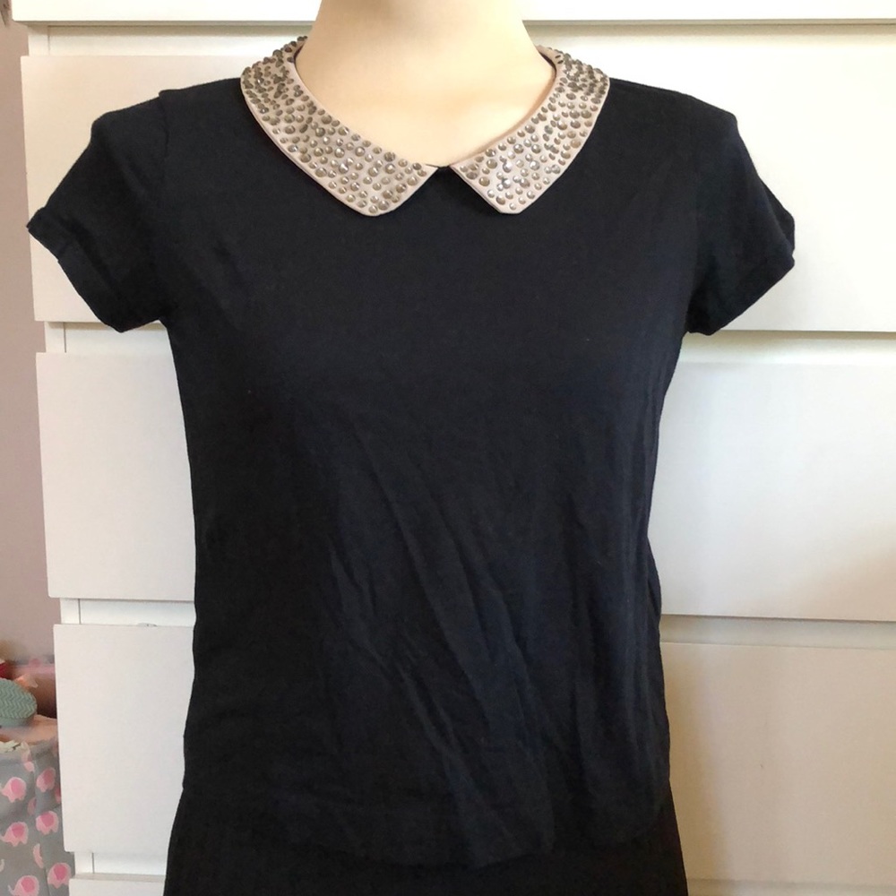 Embellished Peter Pan collar top